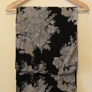 Black & Floral Reversible Infinity Scarf